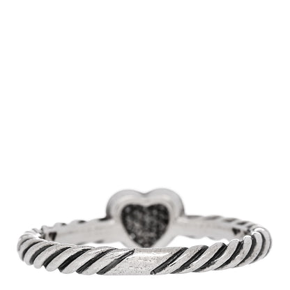David Yurman Sterling Silver Diamond Cable Classics Heart Ring 50 5.5 3 of 5