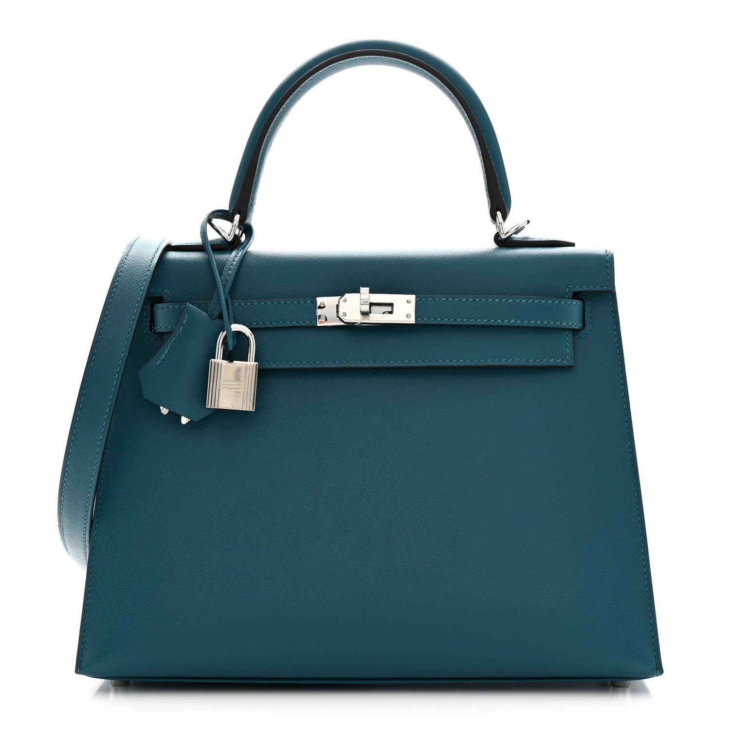 Hermes Madame Calfskin Verso Kelly Sellier 25 Vert Bosphore Vert Fonce 1 of 11