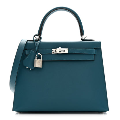 Hermes Madame Calfskin Verso Kelly Sellier 25 Vert Bosphore Vert Fonce 1 of 11