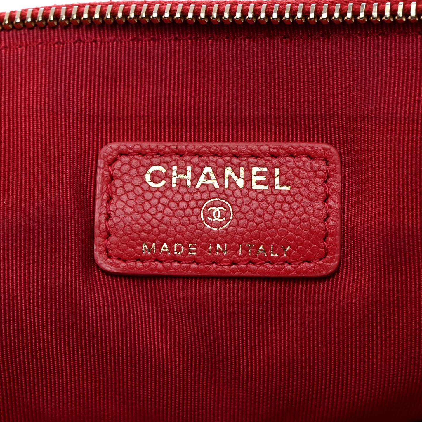 Caviar Chevron Quilted Large Cosmetic Case Red