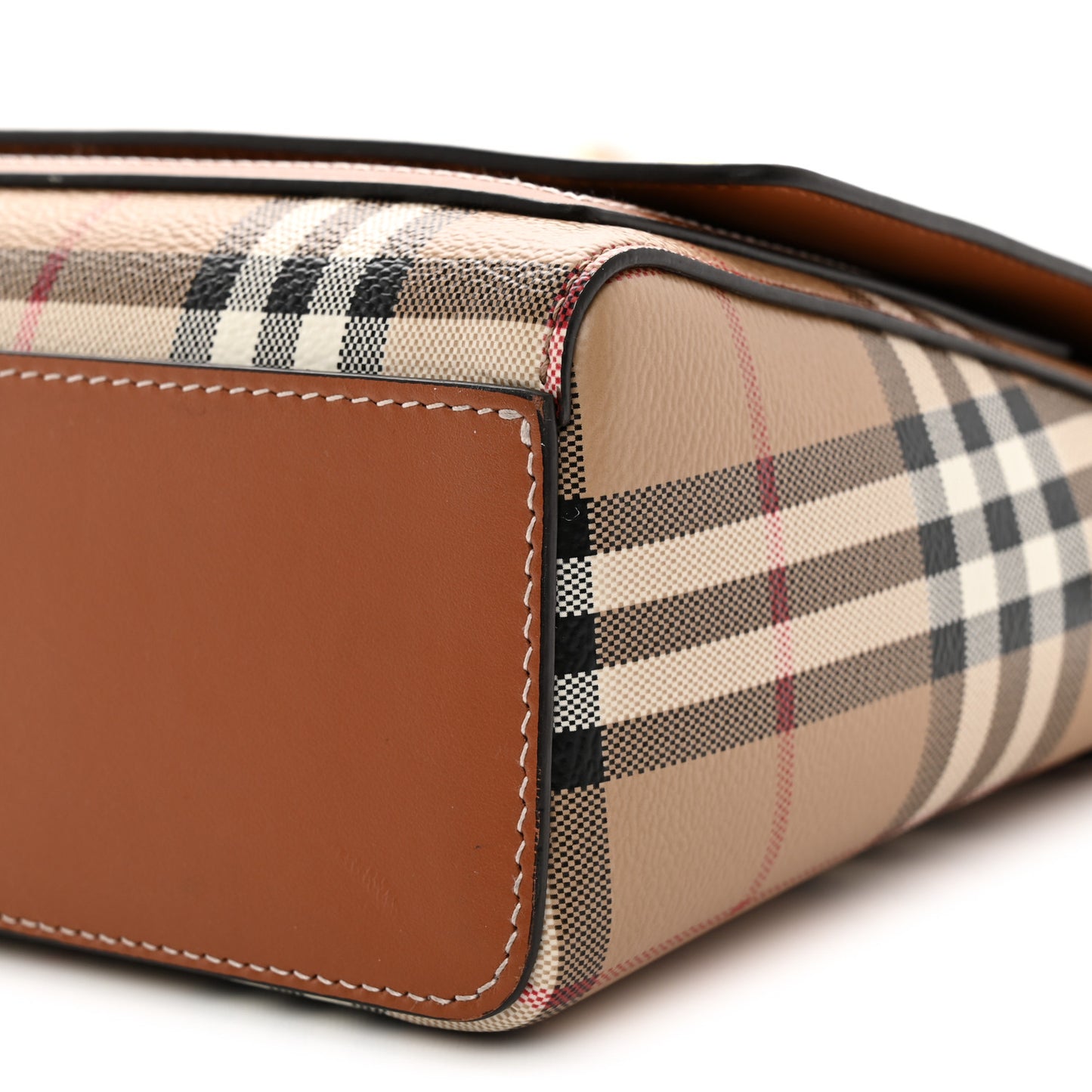 Coated Canvas Calfskin Vintage Check Medium Note Crossbody Bag Briar Brown