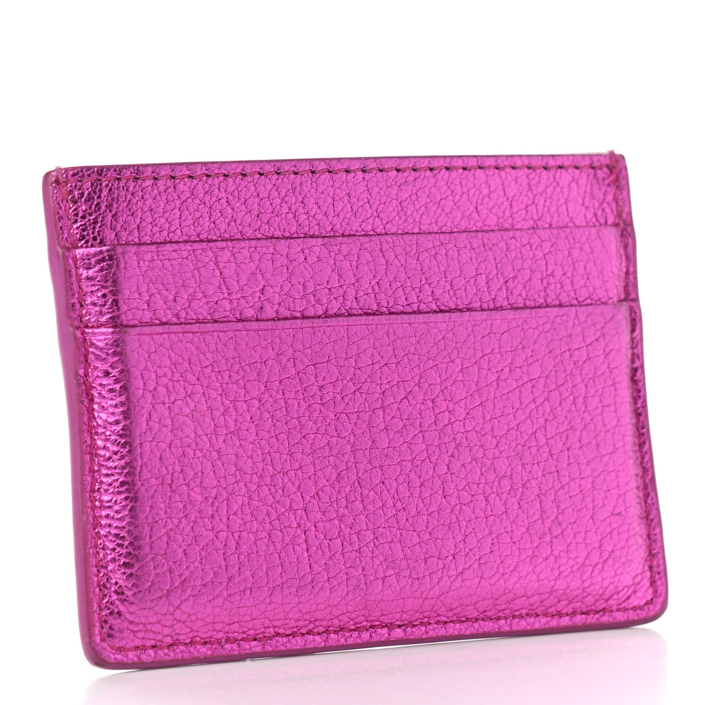Metallic Goatskin Logo Everyday Multi Card Case Rose Fuchsia Black