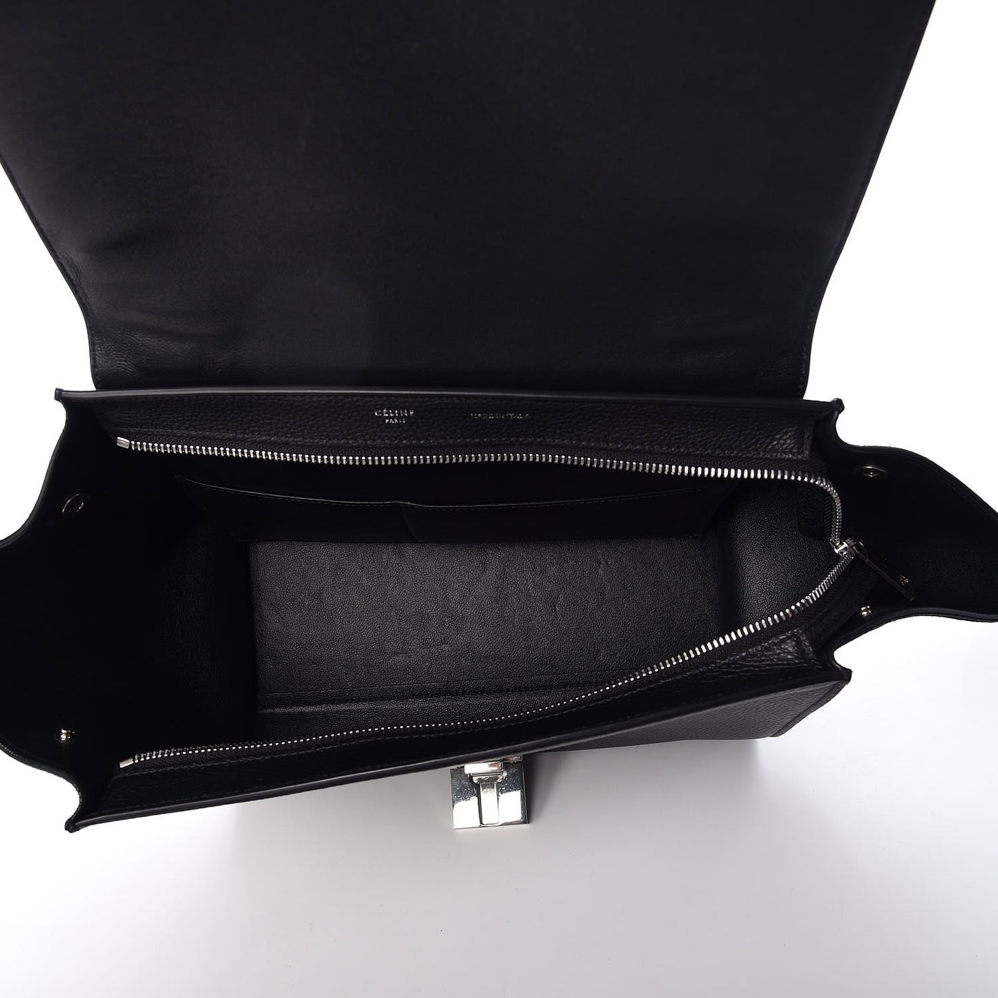 Drummed Calfskin Suede Small Trapeze Black