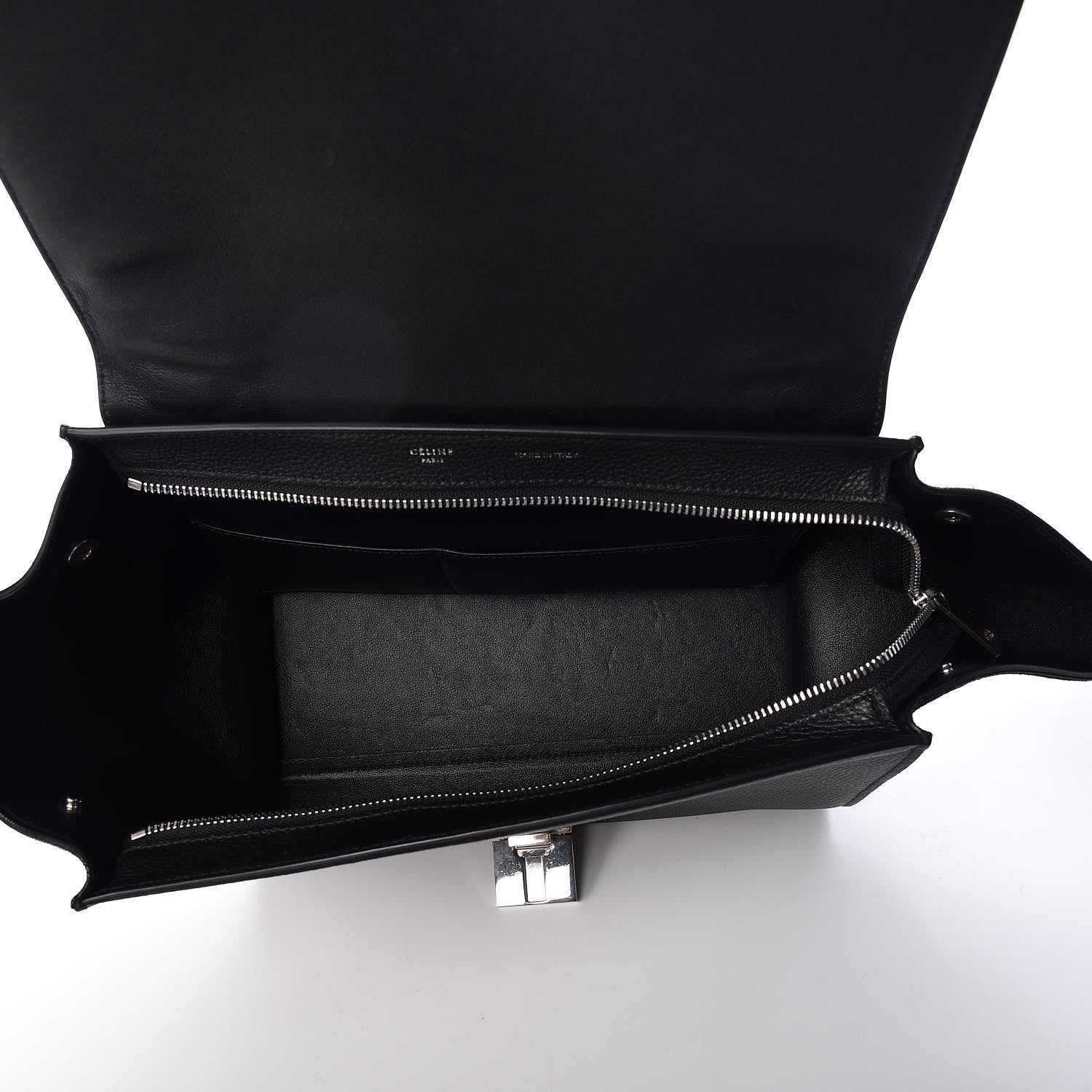 Celine Drummed Calfskin Suede Small Trapeze Black 8 of 8