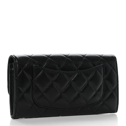 Chanel Caviar Quilted Large Gusset Flap Wallet Black 3 of 9