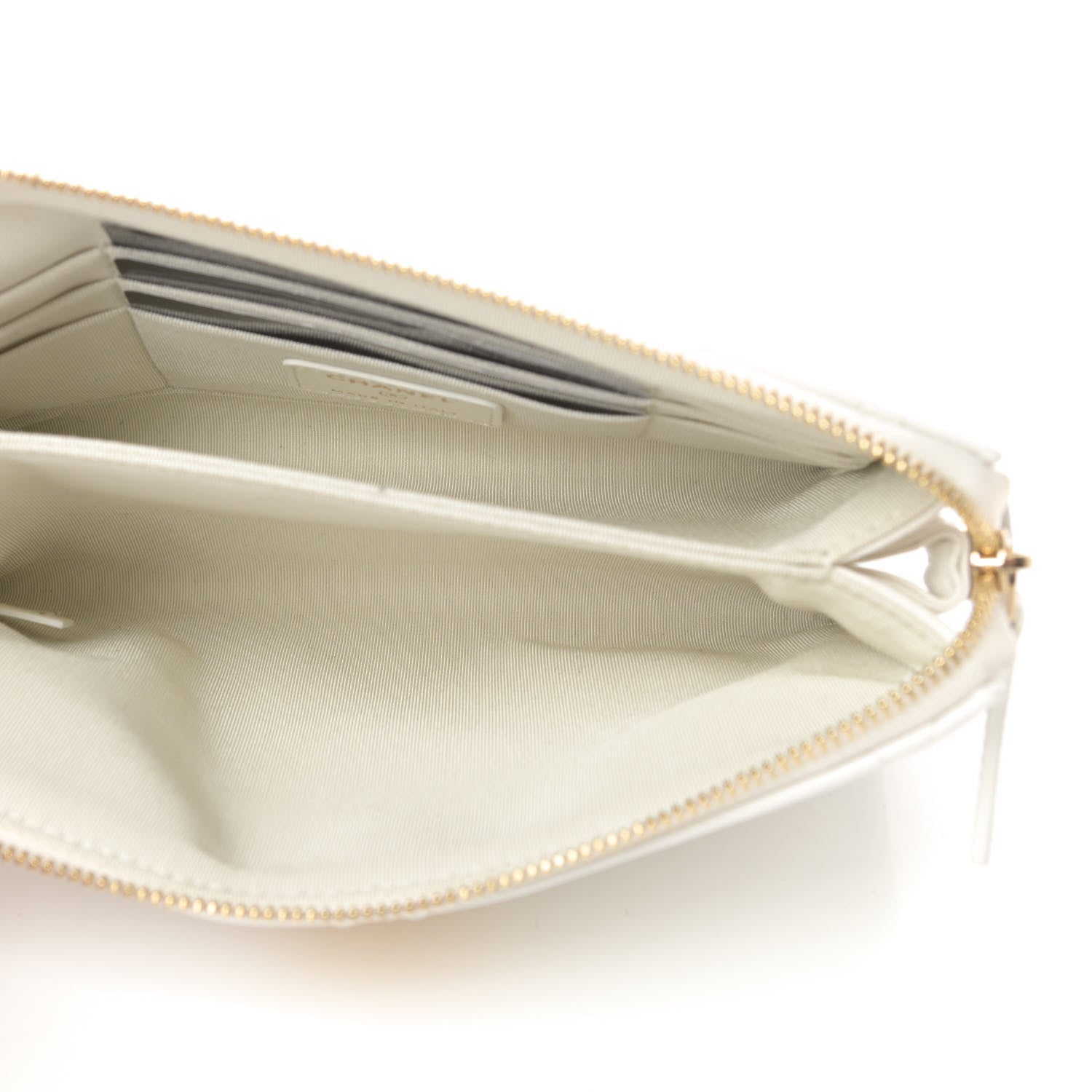 Chanel Shiny Goatskin Quilted Chanel 19 Small Pouch With Handle White 5 of 8