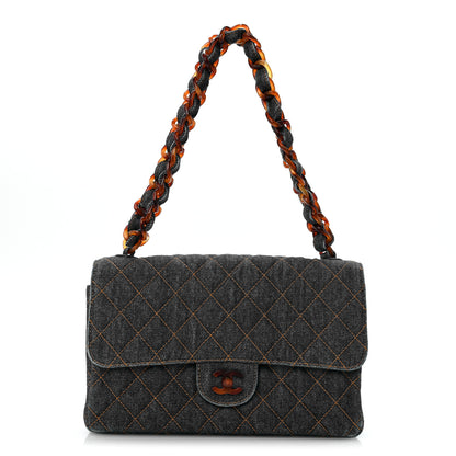 Chanel Denim Quilted Tortoise Single Flap Blue 1 of 12