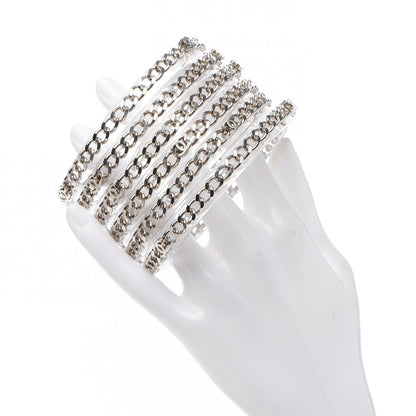 Chanel Translucent Resin Chain CC Bracelet Set of 6 Silver 2 of 5