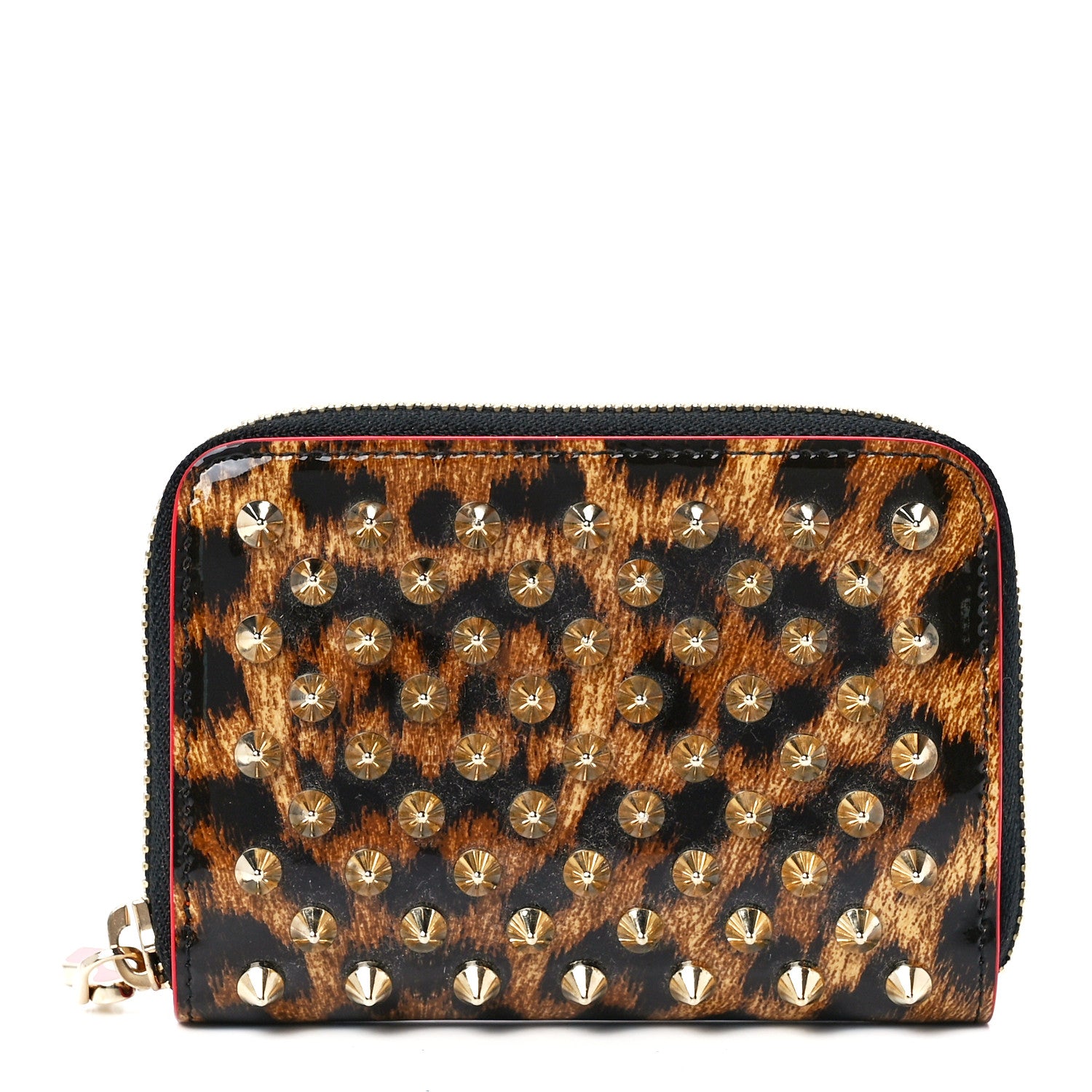 Christian Louboutin Patent Leopard Spiked Panettone Coin Purse 1 of 11