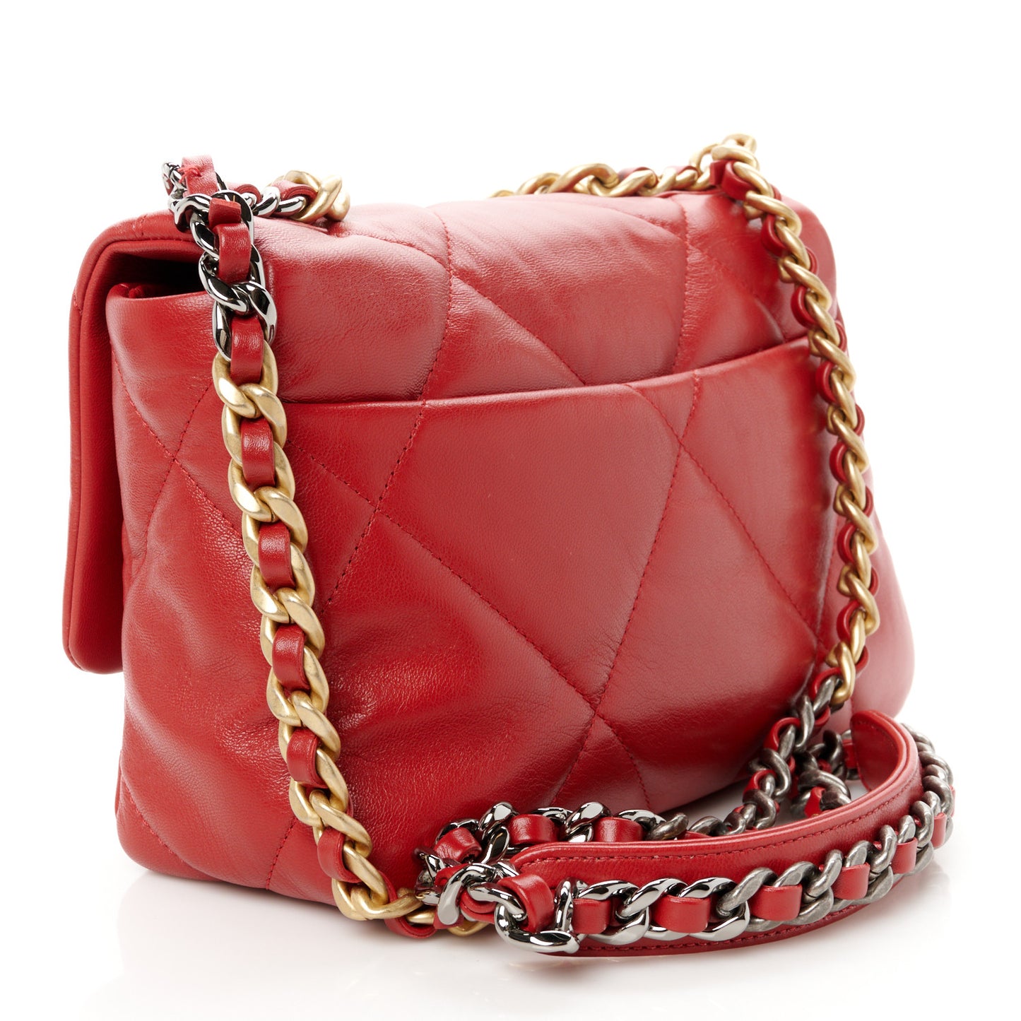 Goatskin Quilted Medium Chanel 19 Flap Red