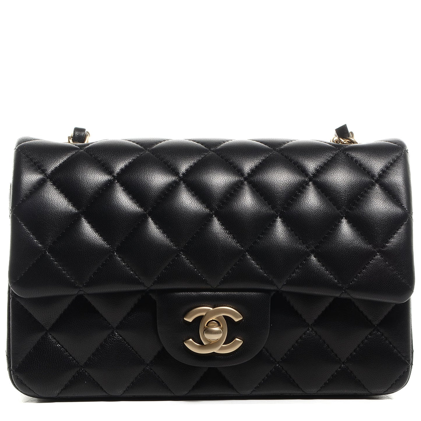 Lambskin Quilted Mini Rectangular Flap Black