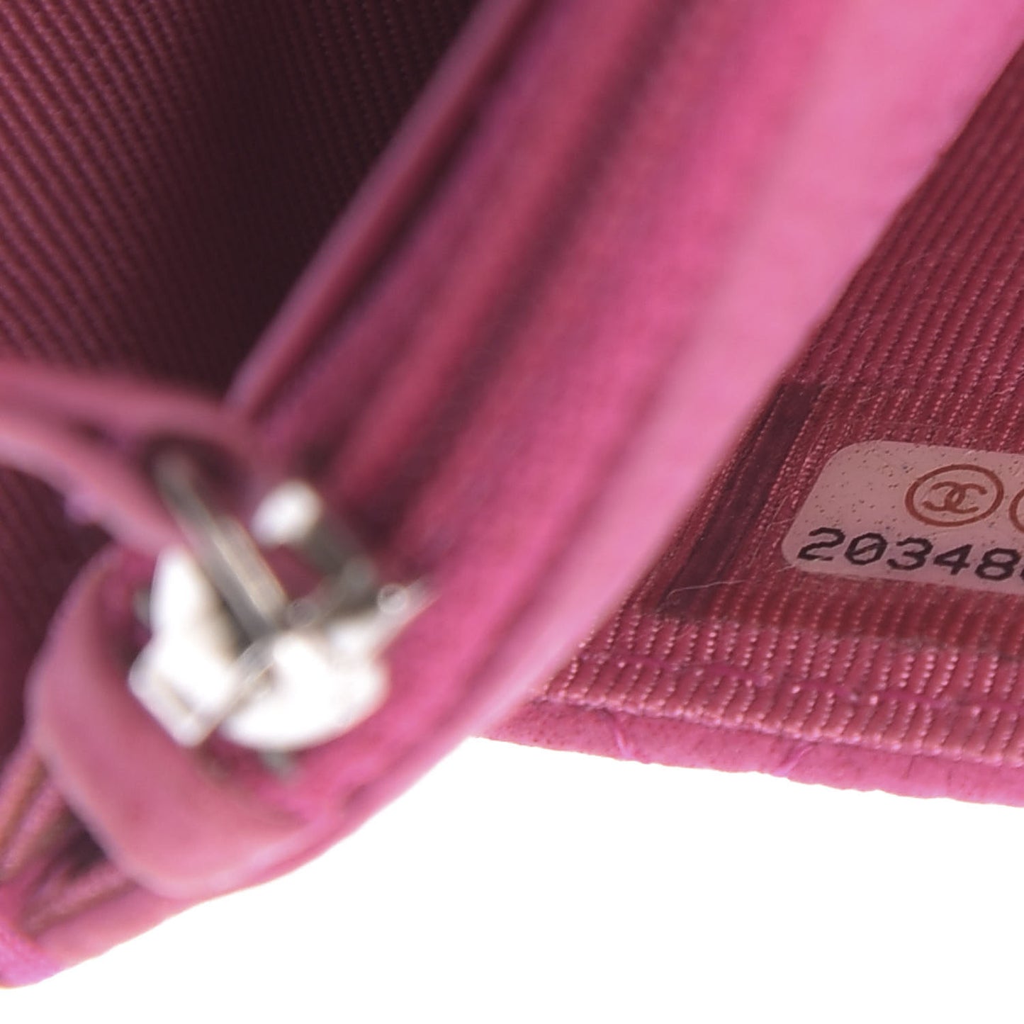Iridescent Caviar Quilted Wallet on Chain WOC Pink