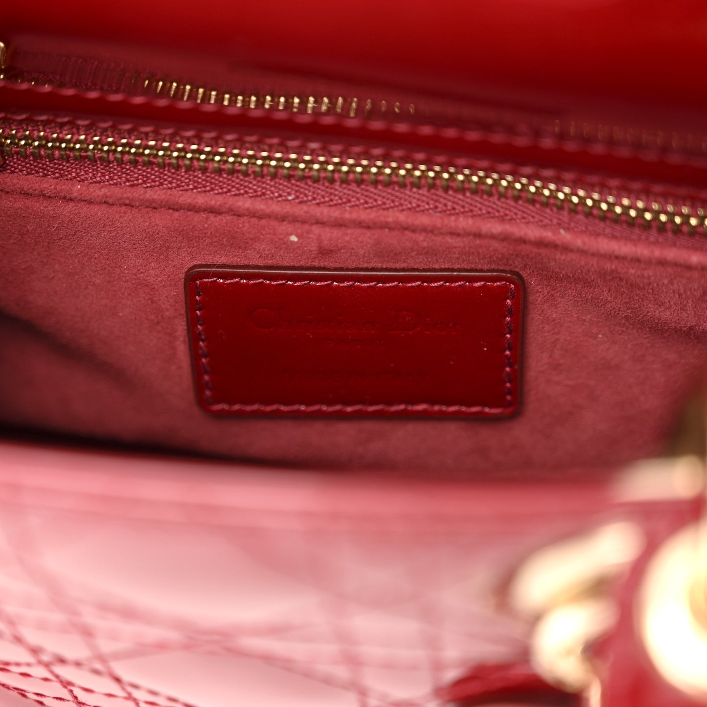 Patent Cannage Mini Lady Dior Red