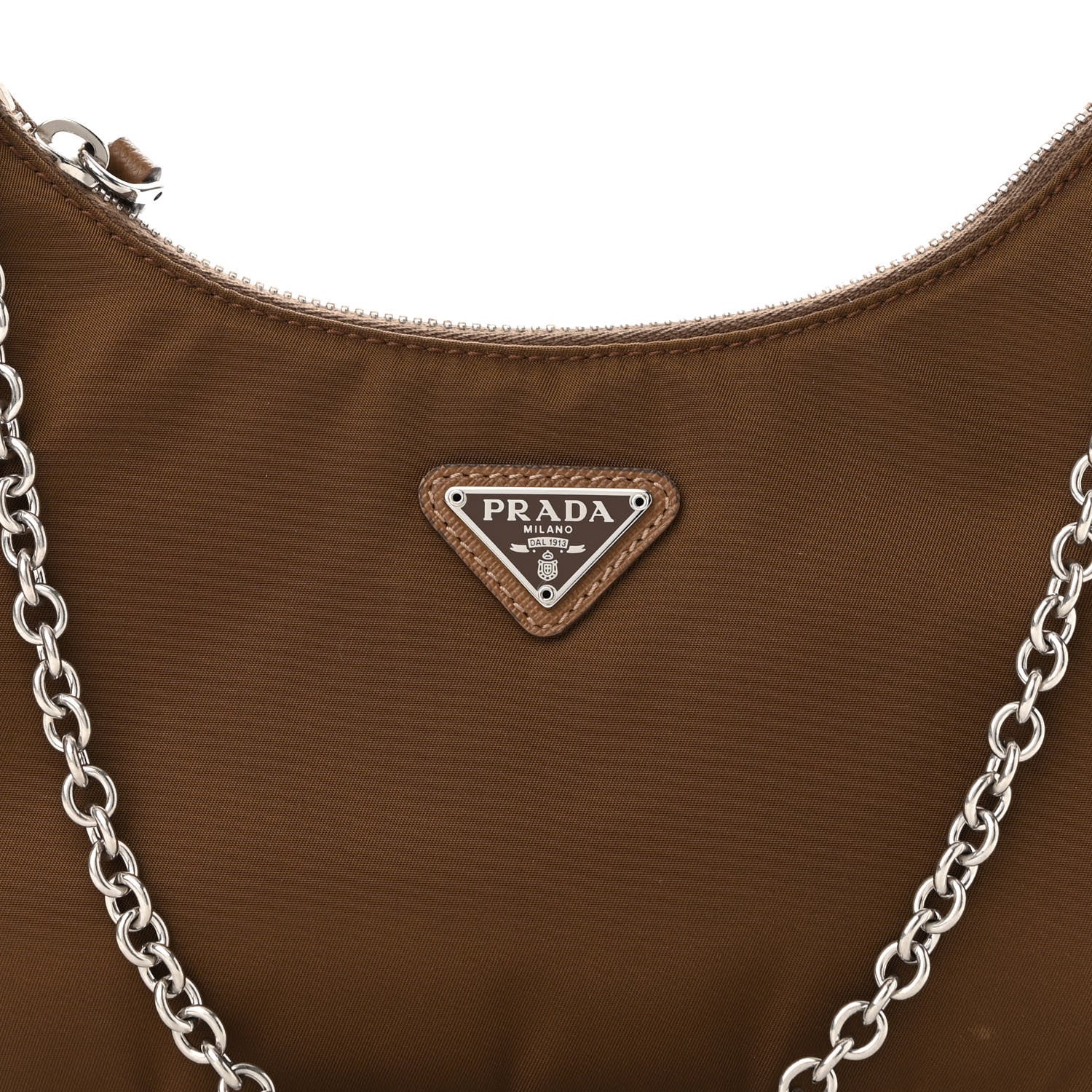 Prada Tessuto Nylon Saffiano Re-Edition 2005 Shoulder Bag Cacao 4 of 10
