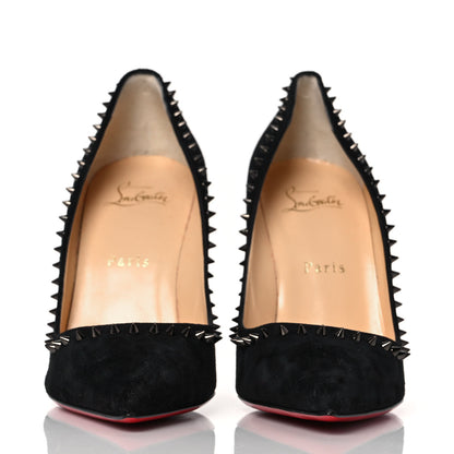 Christian Louboutin Veau Velours Anjalina 100 Pumps 38 Black Gun 2 of 8