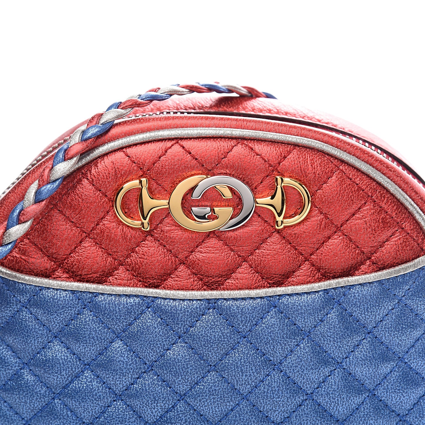 Laminated Nappa Trapuntata Mini Zumi Dome Shoulder Bag Rosso Marine Argento