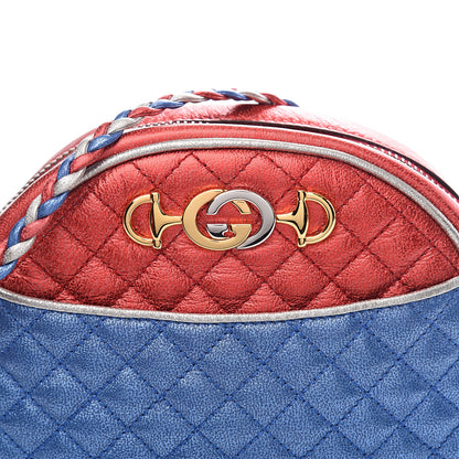Gucci Laminated Nappa Trapuntata Mini Zumi Dome Shoulder Bag Rosso Marine Argento 9 of 9