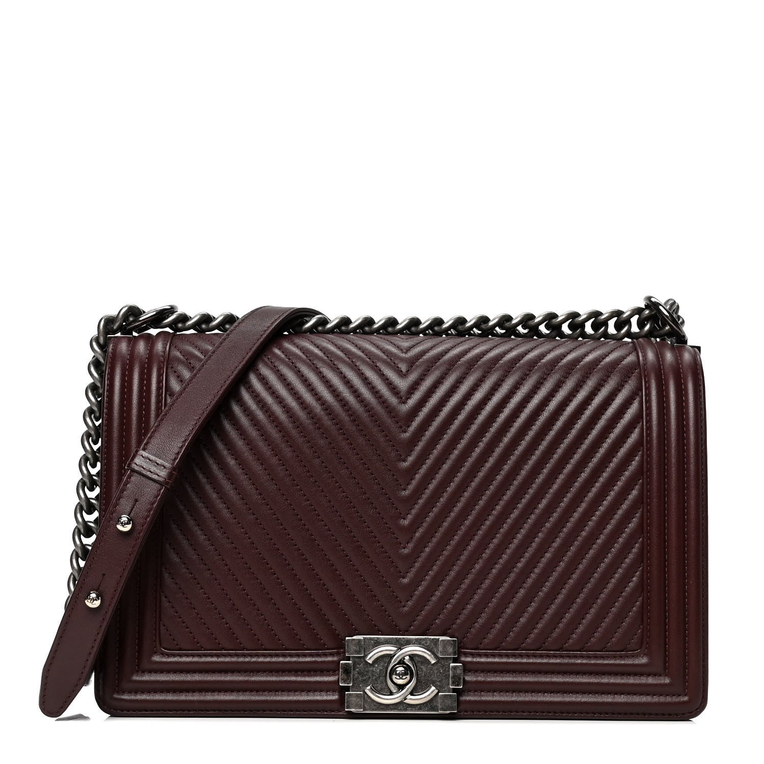Chanel Calfskin Chevron Quilted New Medium Boy Flap Burgundy 1 of 5