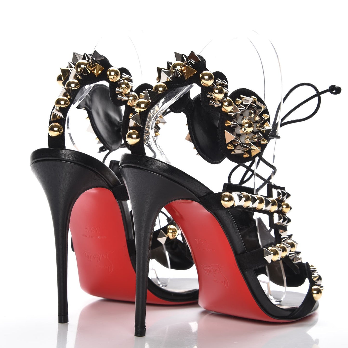 Shiny Nappa Studded Kaleikita 100 Sandals 38.5 Black