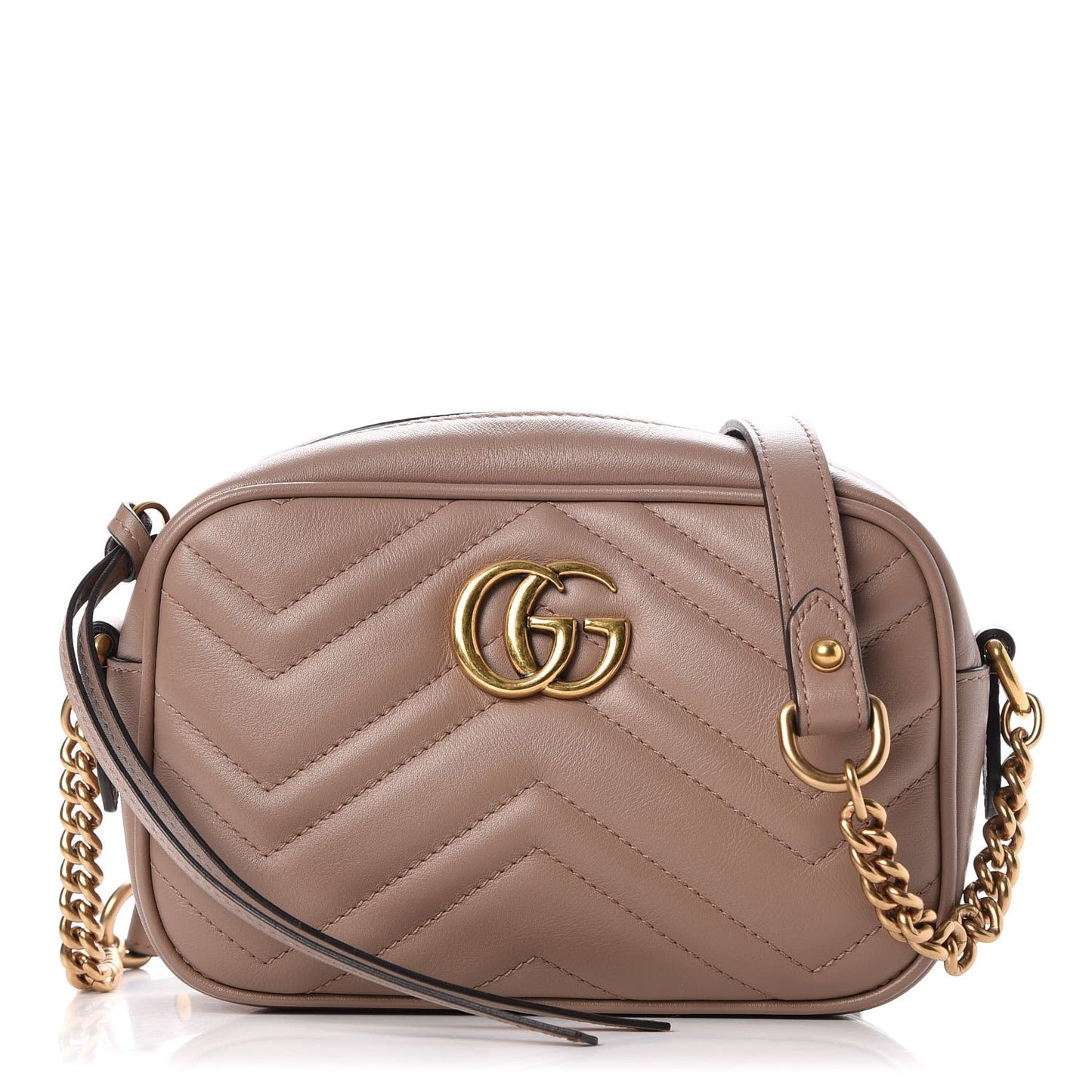 Calfskin Matelasse Mini GG Marmont Chain Shoulder Bag Nude
