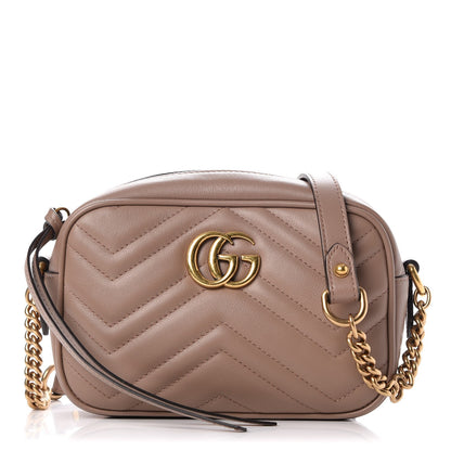 Gucci Calfskin Matelasse Mini GG Marmont Chain Shoulder Bag Nude 1 of 7