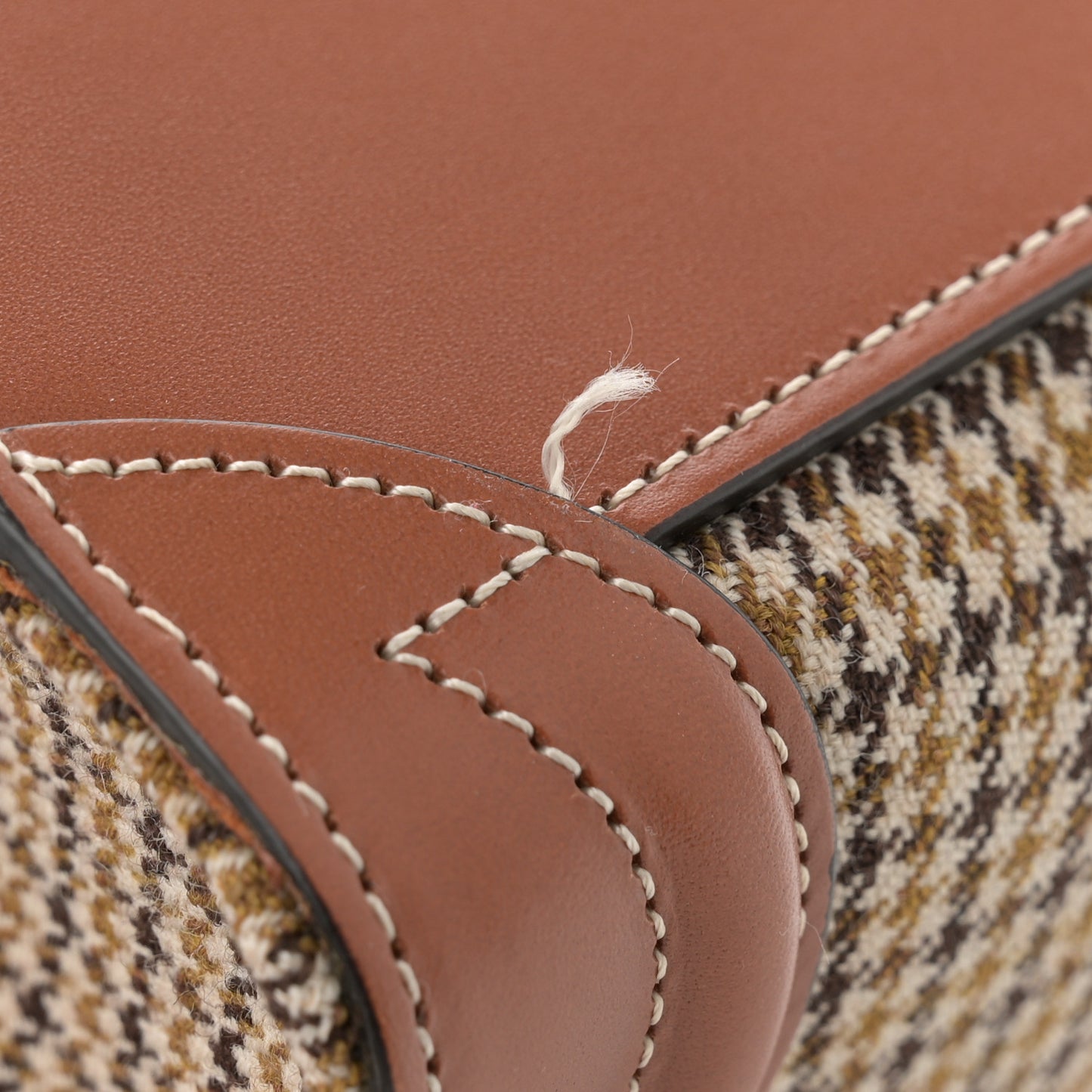 Smooth Calfskin Houndstooth Nano Luggage Tan
