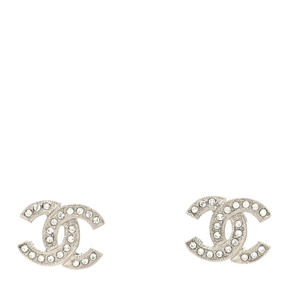 Chanel Crystal Timeless CC Earrings Silver 1 of 4