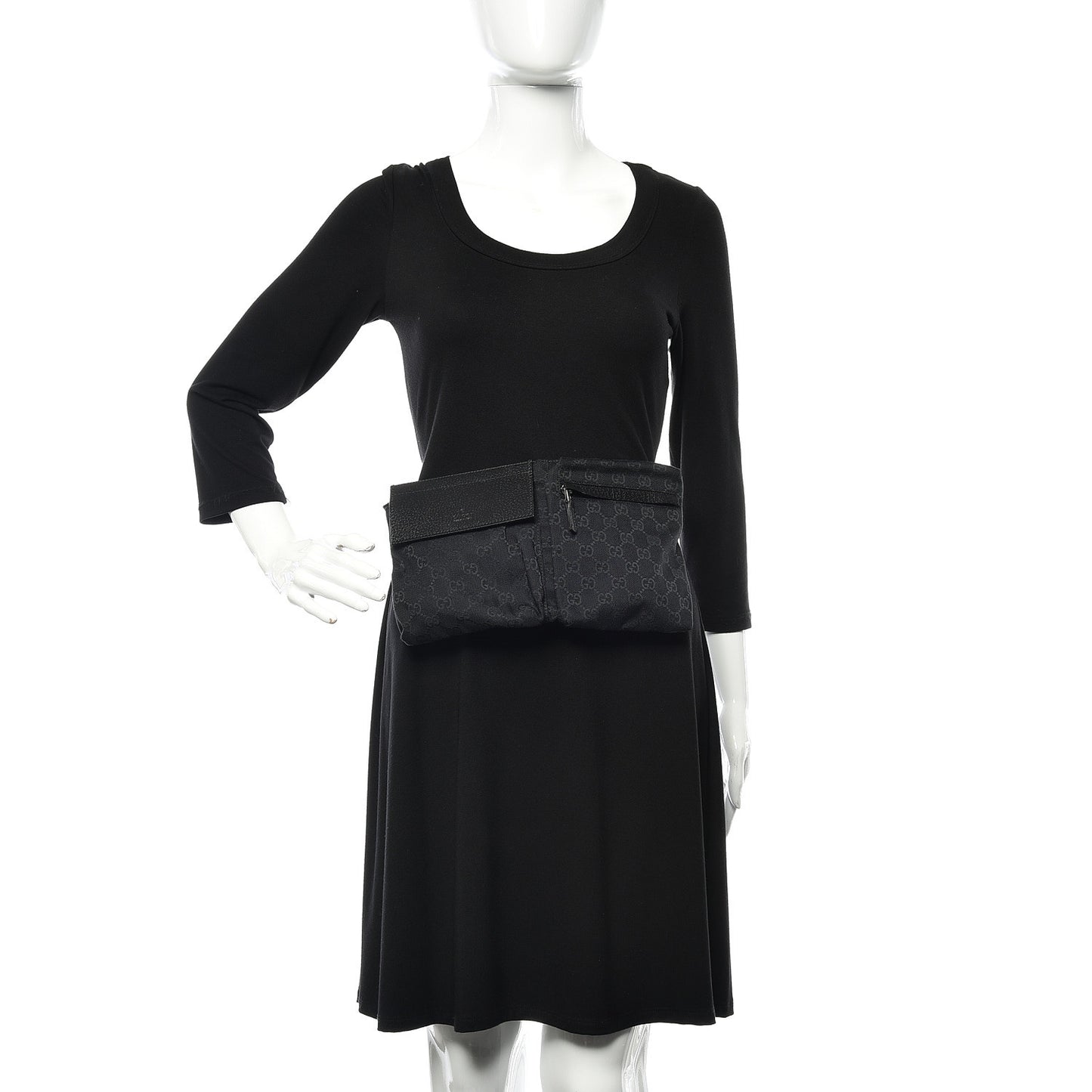 GG Monogram Double Pocket Belt Bag Black