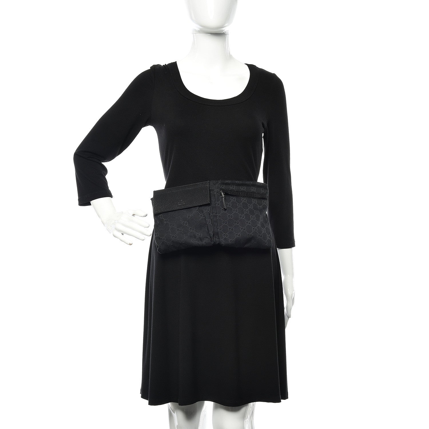 Gucci GG Monogram Double Pocket Belt Bag Black 2 of 10