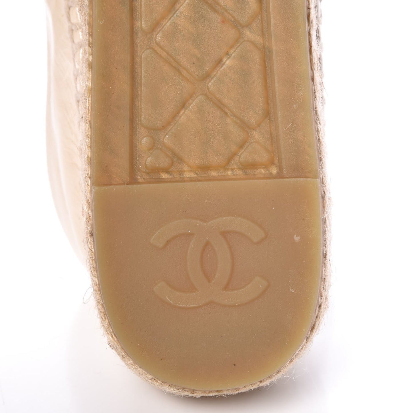 Metallic Calfskin Grosgrain CC Espadrilles 39 Ivory Black