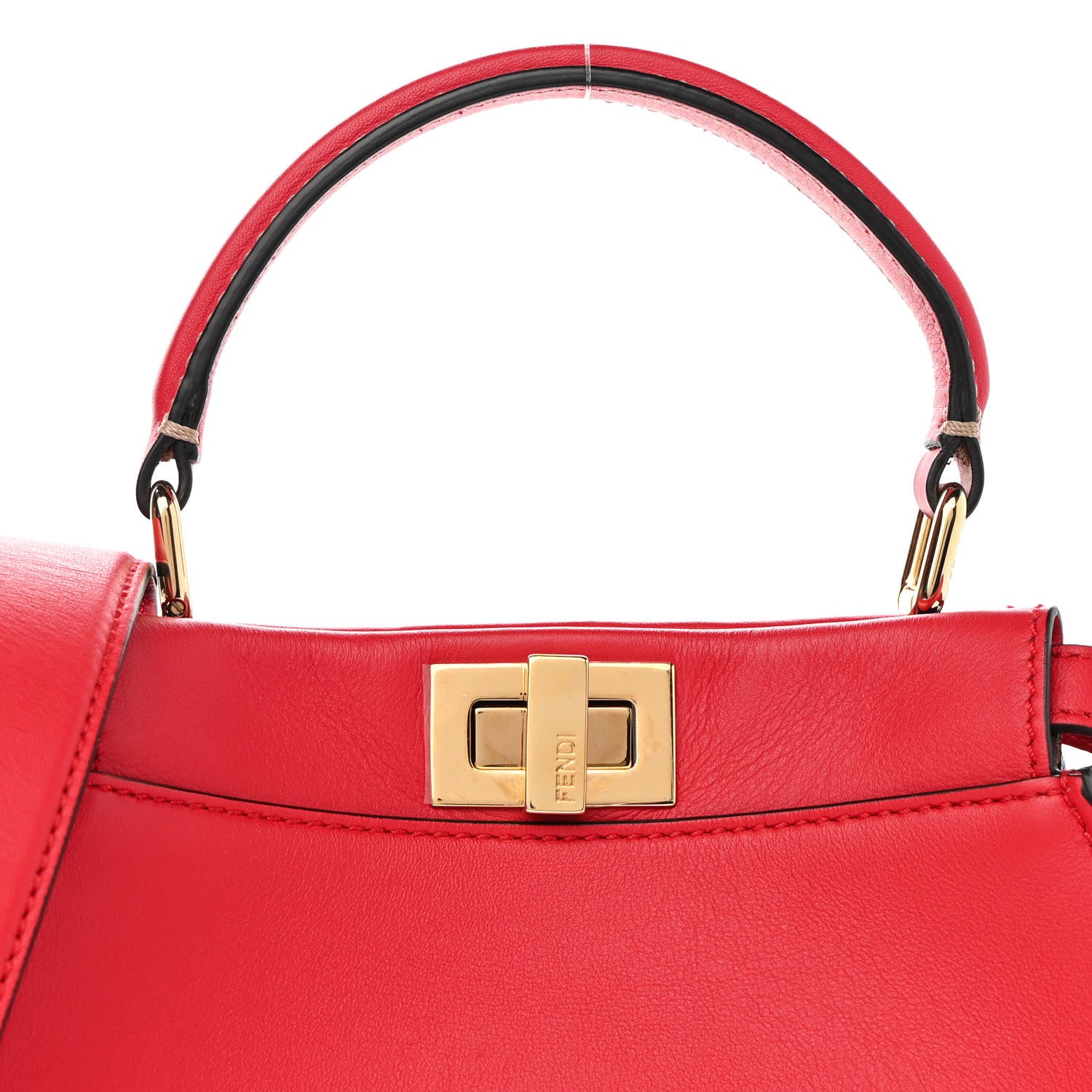 Fendi Vitello Seta Nabuk Pequin Mini Peekaboo Iconic Satchel Rosso Cardinale Tobacco Moro 9 of 11