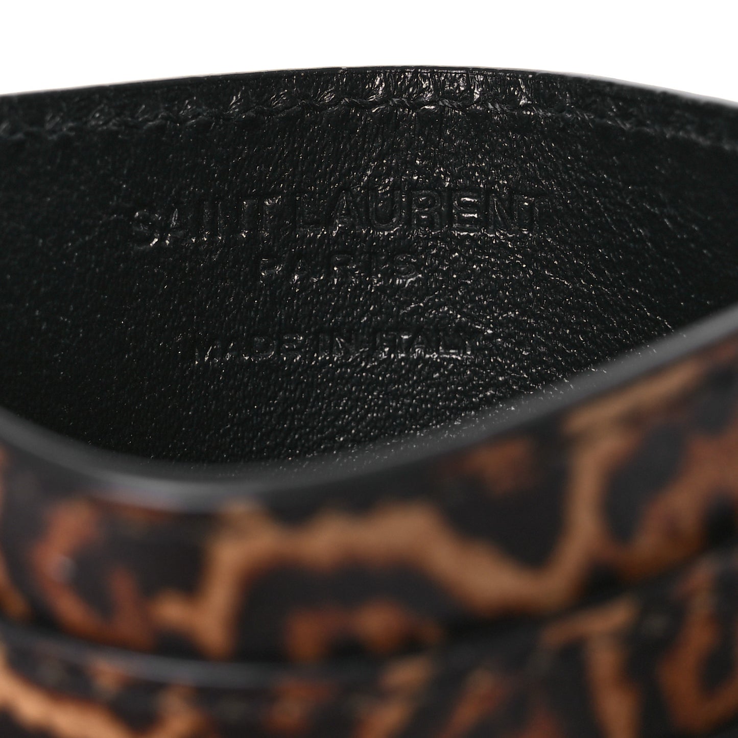 Calfskin Leopard Printed Cassandra Credit Card Case Toffee