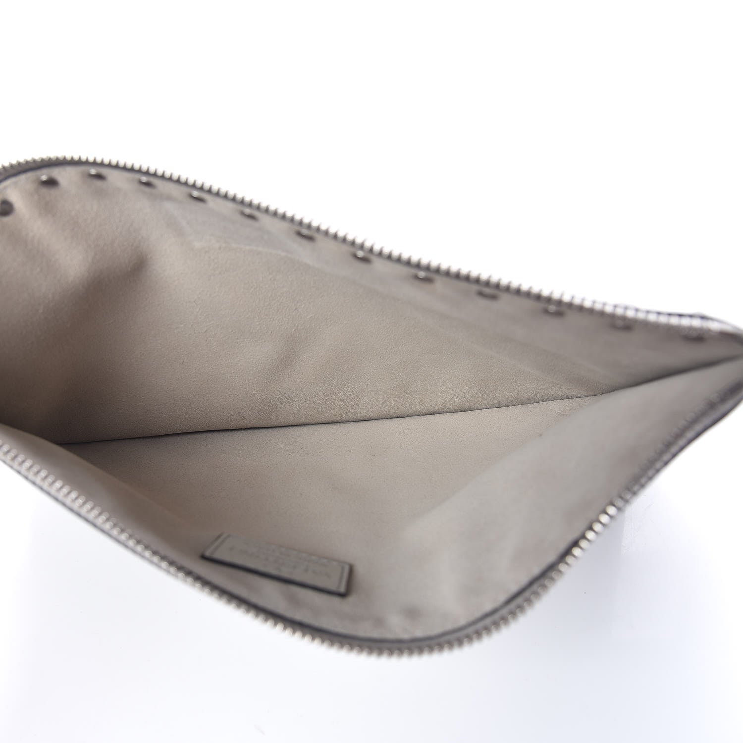 Valentino Garavani Metallic Pebbled Calfskin Large Rockstud Zip Pouch Silver 5 of 7