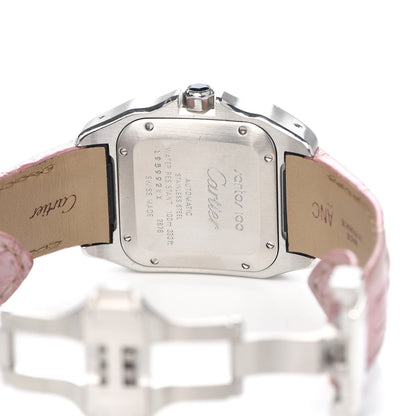 Cartier Stainless Steel Alligator 33mm Santos 100 Automatic Watch Pink 5 of 5