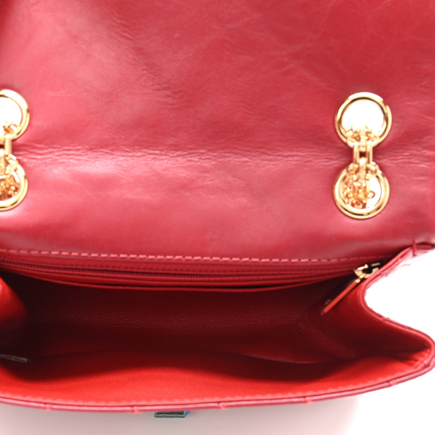 Aged Calfskin Quilted 2.55 Reissue Mini Flap Red