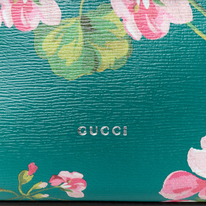 Gucci Shangai Calfskin Blooms Print Small Bamboo Daily Top Handle Bag Clear Bright Emerald Multicolor 7 of 9