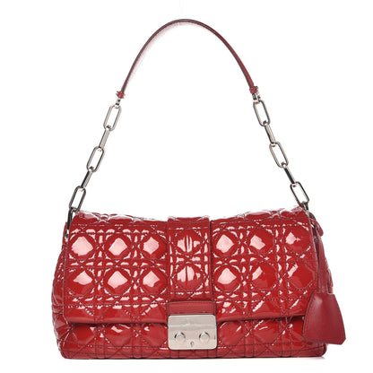 Christian Dior Patent Cannage New Lock Flap Red 1 of 9