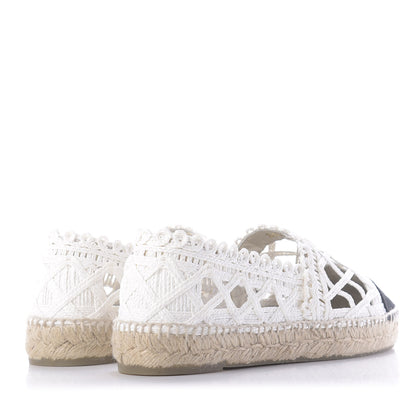 Chanel Woven Fabric Grosgrain CC Espadrilles 41 White Black 4 of 10