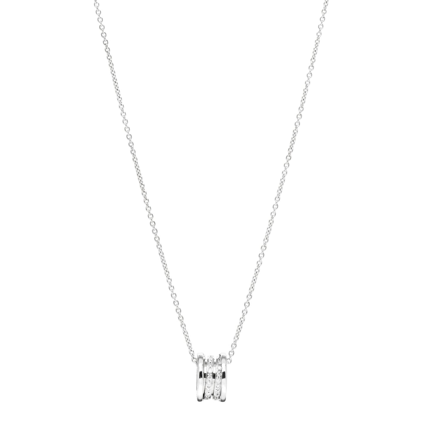 18K White Gold Diamond B.Zero1 Pave Pendant Necklace