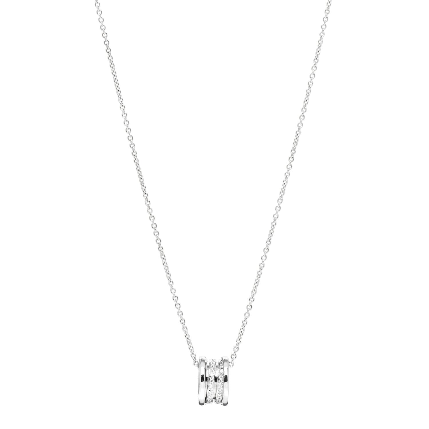 Bulgari 18K White Gold Diamond B.Zero1 Pave Pendant Necklace 1 of 5