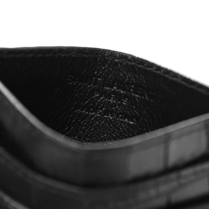Saint Laurent Calfskin Crocodile Embossed Card Case Black 6 of 9