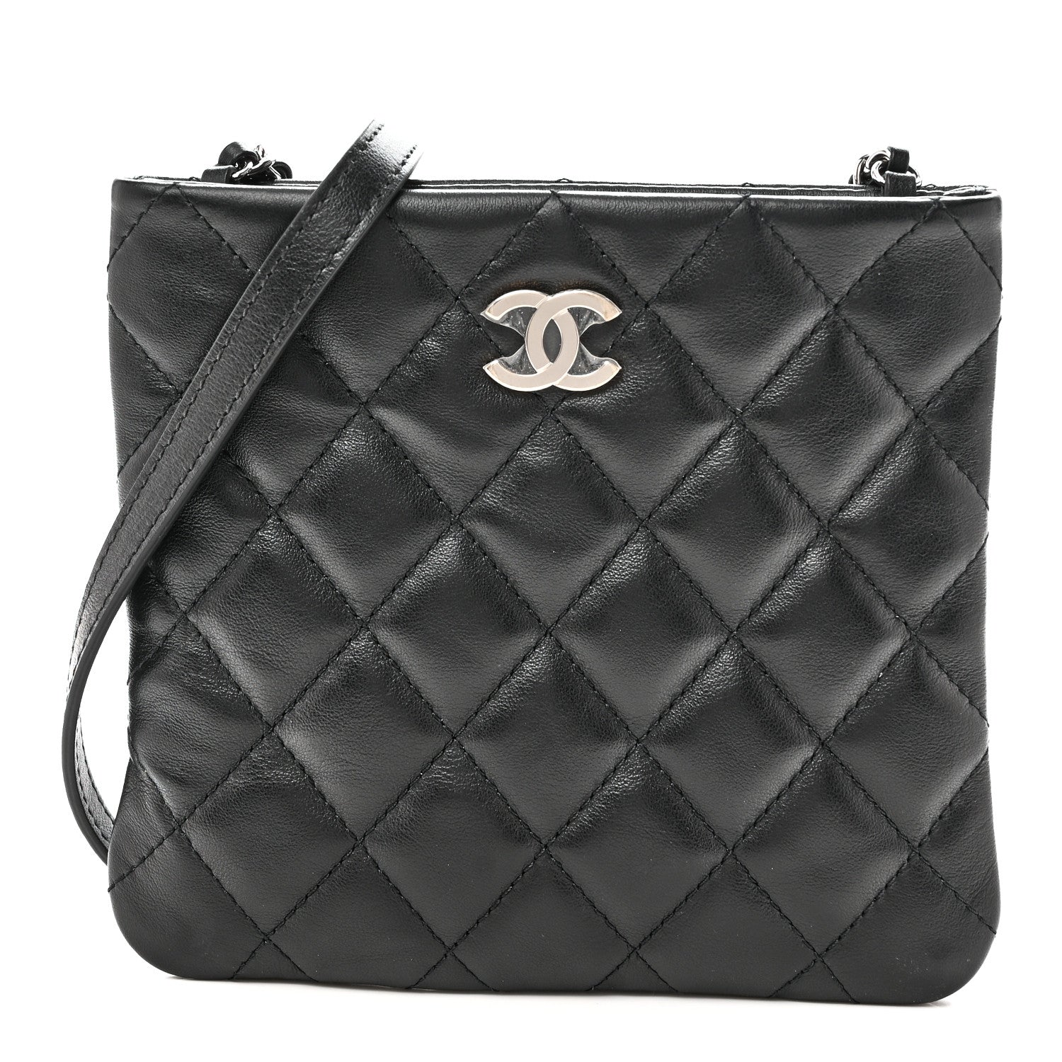Chanel Lambskin Quilted Uniform Crossbody Bag Black 1911756