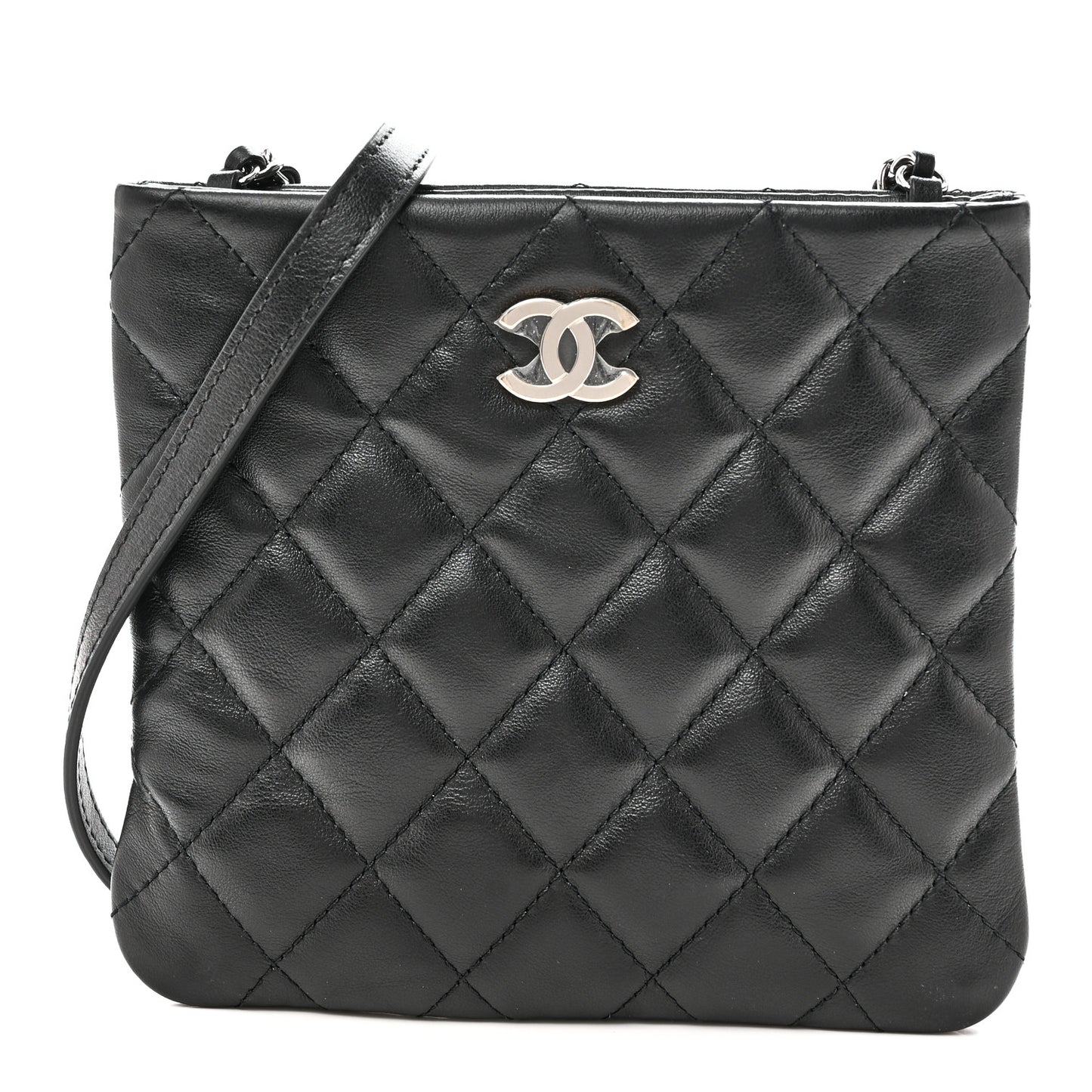 Lambskin Quilted Uniform Crossbody Bag Black