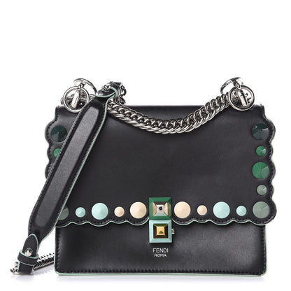 Fendi Vitello Liberty Scalloped Studded Small Kan I Shoulder Bag Black Multicolor 1 of 14