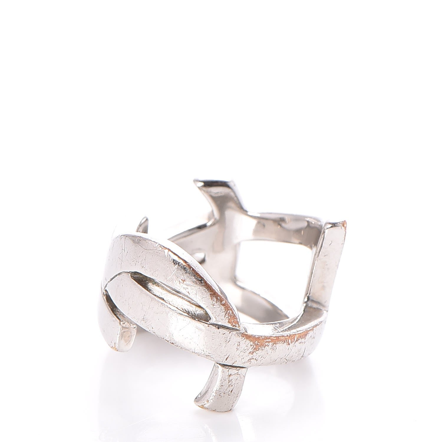 Saint Laurent Palladium Monogram Cassandre Ring 7 Silver 3 of 5