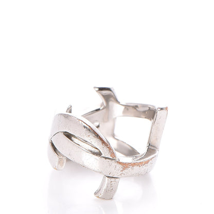 Saint Laurent Palladium Monogram Cassandre Ring 7 Silver 3 of 5