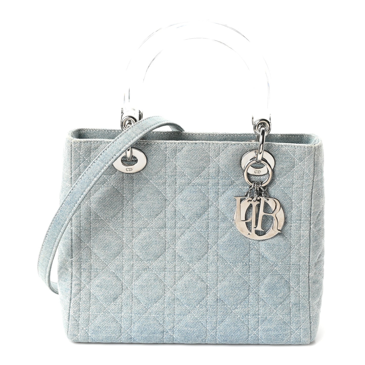 Denim Cannage Medium Lady Dior Light Blue
