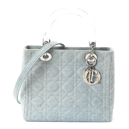 Christian Dior Denim Cannage Medium Lady Dior Light Blue 1 of 10