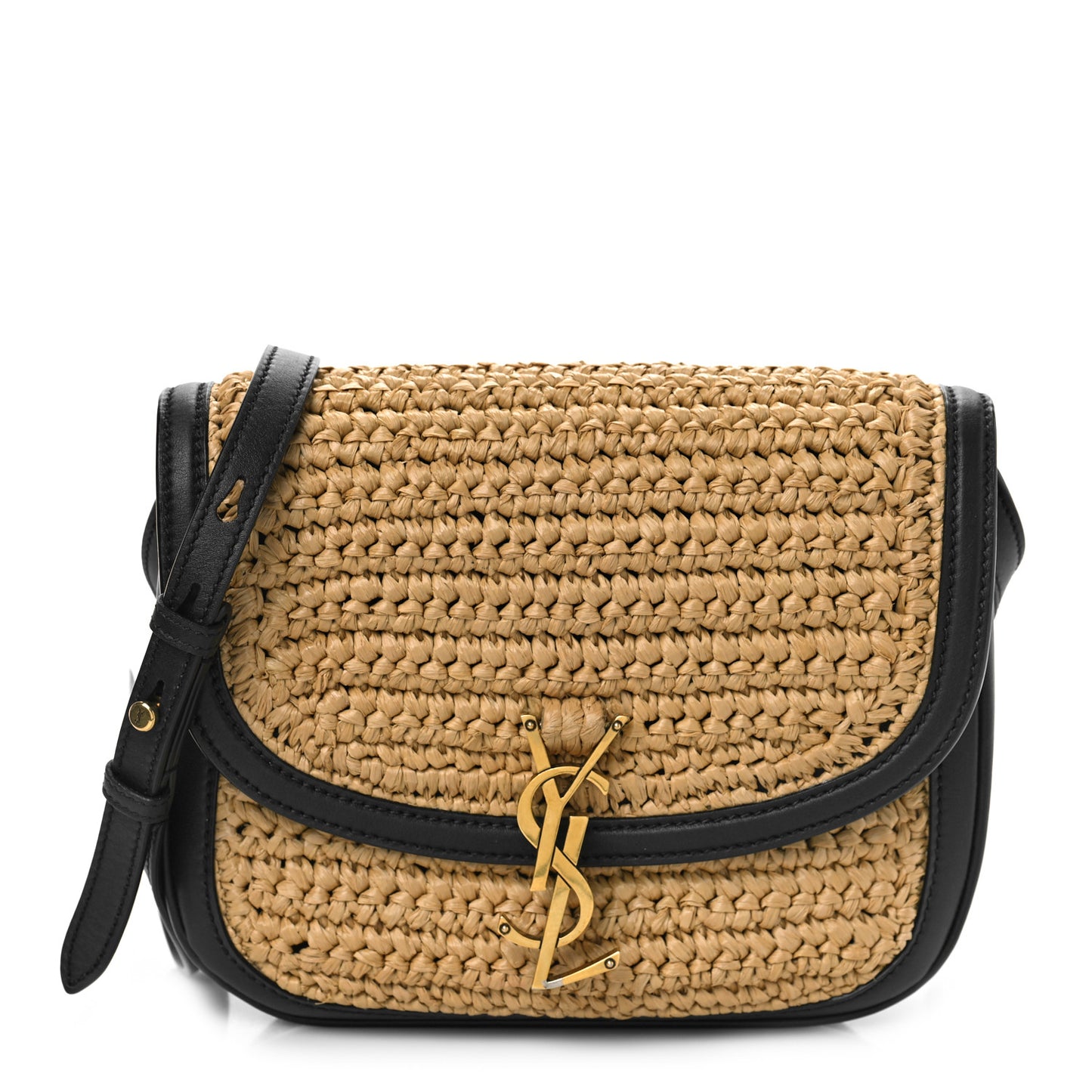 Woven Raffia Monogram Kaia Satchel Tan