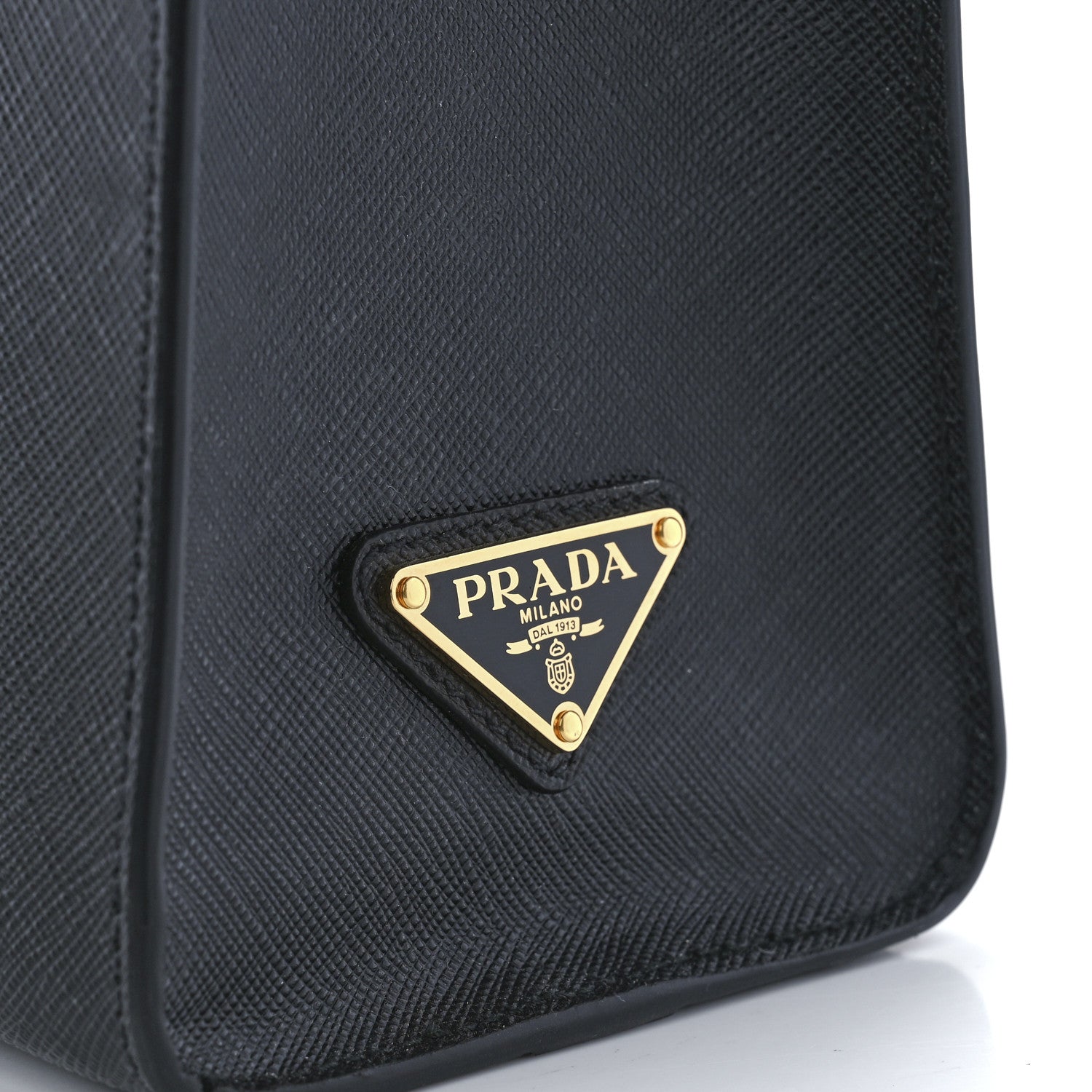 Prada Saffiano Lux Logo Embossed Large Shoulder Tote Handbag Black 8 of 11